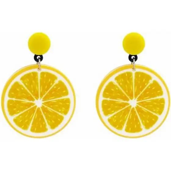 Brincos de Frutas Adoráveis MALOYANVE para Mulheres, Brincos Pendentes de Limão, Laranja e Acrílico, Brincos Divertidos