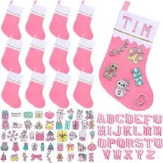 112 Peças de Meias de Natal de Feltro para Artesanato DIY, Patches Termocolantes com Padrões de Letras de Natal, Decoraç