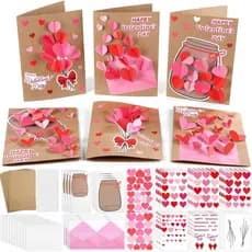 ojustbeok 24 Conjuntos de Kit de Criação de Cartões DIY para o Dia dos Namorados, Cartões de Saudação com Pote de Doces