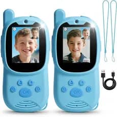 Walkie-talkies com vídeo para crianças, pacote com 2 walkie-talkies recarregáveis para crianças que podem enviar mensage