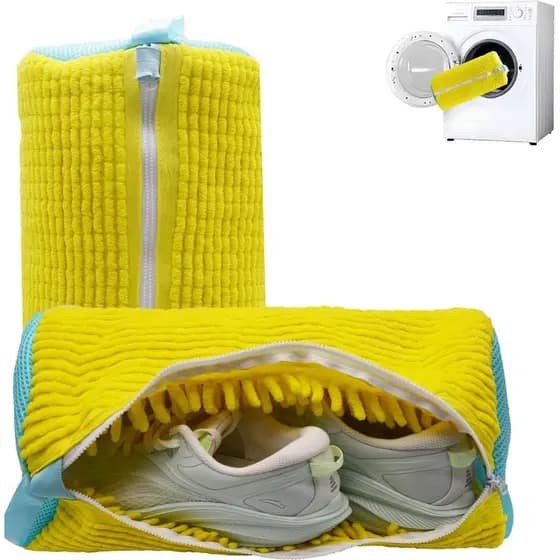 Saco de Lavagem de Sapatos para Máquina de Lavar, 2 Sacos de Limpeza para Tênis com Forro de Microfibra, Sacos Reutilizá