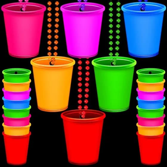 Sureio 12 Peças de Colares com Copos de Shot que Brilham no Escuro, Correntes de Contas Neon, Acessórios Luminosos para