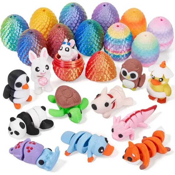 24 peças de Mini Ovos de Dragão e Animais, Ovos de Páscoa Pré-cheios, Essenciais e Enchimentos para Cestas de Páscoa, Ov