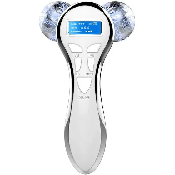 Massageador Facial 4D com Microcorrente, Rolo Elétrico Recarregável para Lifting Facial, Massageador para Braços e Perna