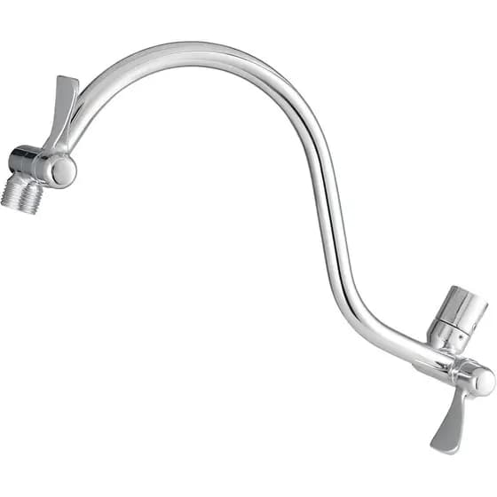 Braço de Extensão para Chuveiro Voolan, Todo em Metal, 14 Polegadas, Curvado, em Latão Sólido, Ajustável, Conexão Univer