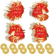 Cartões Raspe e Ganhe Civaner para o Ano Novo Chinês 2026, Cartões de Sorte do Ano do Cavalo e Moedas Chinesas Antigas,