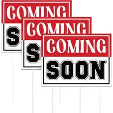 3 Peças de Placa de Sinalização "Em Breve" para Jardim 15,8" x 11,8" com 6 Estacas, Faixa Dupla Face "Em Breve" para Anu