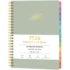Agenda de Consultas 2026, Planejador de Calendário Semanal e Mensal com Intervalos de 30 Minutos, Jan 2026 - Dez 2026, 6