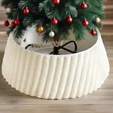 Colar de Natal Tricotado para Árvore de Natal 28'' Branco Creme, Capa para Base de Suporte de Árvore de Natal para Árvor
