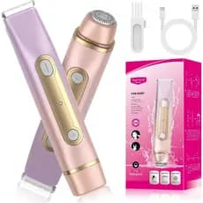 Aparador de Cabelo Feminino de Dupla Cabeça – Remoção Segura de Pelos do Corpo, Biquíni e Rosto, Uso a Seco e Molhado