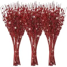 Jutom 12 Peças de Ramos de Frutas Artificiais com Glitter para o Natal, 15,7" - Enfeites de Ramos de Azevinho, Decoraçõe