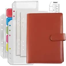 DY.2ten Refillable A6 Notebook Set with Cover - 6 Hole Loose Leaf PU Binder Cover + 90 sheets (180 Pages) of Lined Paper