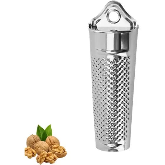 Ralador de Noz-moscada em Aço Inoxidável, Ralador de Queijo Manual com Recipiente para Cozinha, Queijos Duros, Frutas Cí
