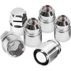 Conjunto de 6 Porcas de Roda Antifurto M12x1.5, Altura 1.3", Assento Cônico, Substituição para Escape, Focus, Fusion, Ac