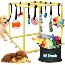 Ginásio de Atividades para Filhotes com 17 Brinquedos Suspensos, Centro de Atividades Interativo para Cães Pequenos, Est