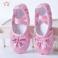 Sapatos De Dança Com Arco Rosa Brilhante Sola Macia Para Meninas Dançando Treinamento Profissional Ballet Ponta