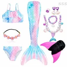 Roupa de Banho Feminina com Cauda de Sereia, Roupa de Praia Cosplay, Roupa de Banho Infantil