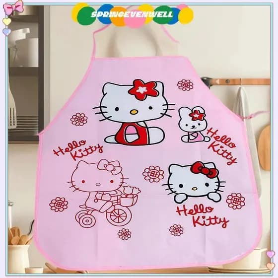 [springevenwell] 1 Conjunto De Desenhos Animados Hello Kitty Sanrio Moda Cozinha Bonito À Prova D'água Crianças Avental