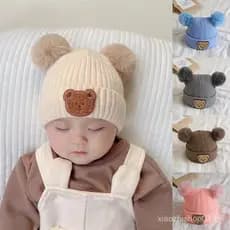 Bebê Recém-Nascido Novo Gorro De Pelúcia De Lã Criança Infantil Outono E Inverno Tricô Chapéu De Algodão Meninos Meninas