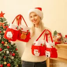 Sacola de presente de Natal/saco de doces de lã/presentes de Natal para casa