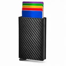 Carteira Slim Anti Furto Rfid Porta Cartões Couro Carbono