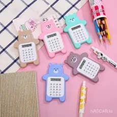Mini calculadora, design de urso de desenho animado fofo, uma pequena calculadora portátil adequada para estudantes carr