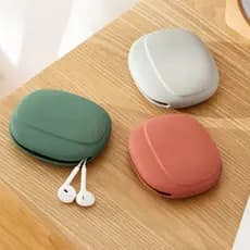 Estojo de silicone para fones de ouvido, organizador portátil para pen drive USB e cabo de dados