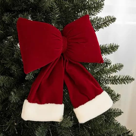 Enfeite de Árvore de Natal com Laço Vermelho Vinho, Pendente Criativo para Decoração de Casa no Ano Novo