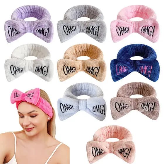 Faixa de cabelo feminina com estampa de borboleta, impermeável e bordada, usada para lavar o rosto e aplicar maquiagem.