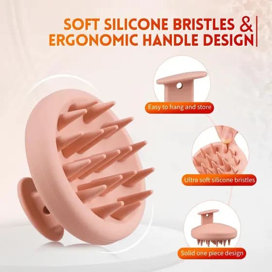 Escova de Silicone para Massagem do Couro Cabeludo, Escova de Shampoo com Cerdas Macias, Purificador de Cabelo, Cuidado