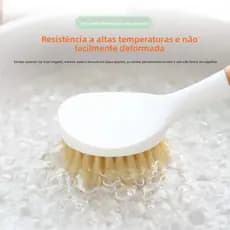 Escova de sisal natural para uso doméstico, escova com cabo de madeira de cabo longo para lavar pratos e panelas, escova