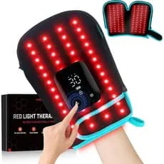Luvas de Terapia de Luz Vermelha para Mãos, 100 LEDs Vermelhos e Infravermelhos, Dupla Comprimento de Onda 660nm e 850nm
