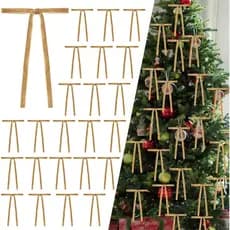 Conjunto de 24 fitas de veludo cáqui de 3/8'' de largura (5 * 7 polegadas) e laços para decoração de árvore de Natal, em