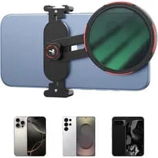 Suporte Universal para Filtros de Telefone TELESIN para Filtros DSLR de 67mm, Suporte Clip-On com Cold Shoe e Rosca de 1