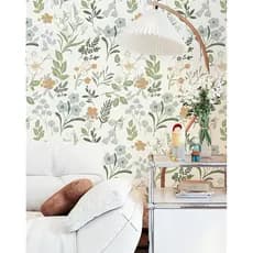 Papel de Parede Floral MelunMer, Papel de Parede Adesivo Removível Estilo Boho com Folhas para Gavetas e Armários, Papel
