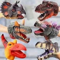Conjunto de Fantoches de Mão de Dinossauro, Brinquedos de Animais Realistas em Látex Macio, Tiranossauro