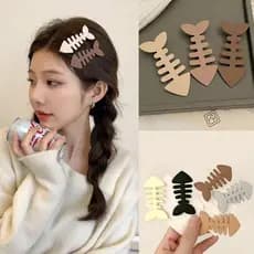 Presilha de Cabelo em Forma de Espinha de Peixe, Acessório Geométrico Y2k em Forma de Animal, Presilha de Cabelo