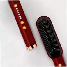 Escova Alisadora Elétrica Bivolt 5 Em 1 Profissional Temperatura Ajustável 130°C A 200°C Vermelha