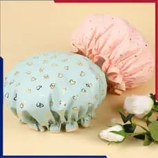 Touca de banho impermeável e espessa #       Touca de banho para mulheres, dupla camada, com padrão de estrelas, para ba