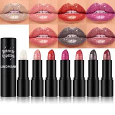 Conjunto de 7 batons com glitter Jolly Lab, batom metálico com glitter, batom hidratante à prova d'água, batom com glitt