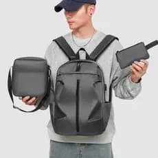 Homens Commuter mochila de grande capacidade estudantes universitários mochila Casual de três peças leve mochila de comp