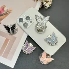 Diamante borboleta anel fivela suporte do telefone anel de Metal fivela rotativa dobrável suporte do telefone