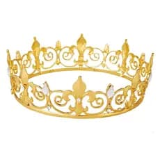 Joias Masculinas, Joia de Cabelo Dourada Estilo Rei, Príncipe, Fantasia Real Medieval, Flor-de-Lis, Joia de Cabeça de Me