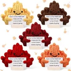 Prebound 5 Pcs Thanksgiving Gifts for Coworkers Staffs Friends Crochet Maple Leaves Thanksgiving Decor Postive Support G