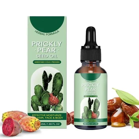 Óleo de Semente de Prickly Pear, 100% Orgânico, Óleo de Prickly Pear Prensado a Frio para Rosto, Hidratante para Pele Se