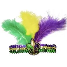 Tiara de Penas para Mardi Gras com Lantejoulas e Brilho para Mulheres e Homens Adultos, Acessório de Cabelo para Fantasi