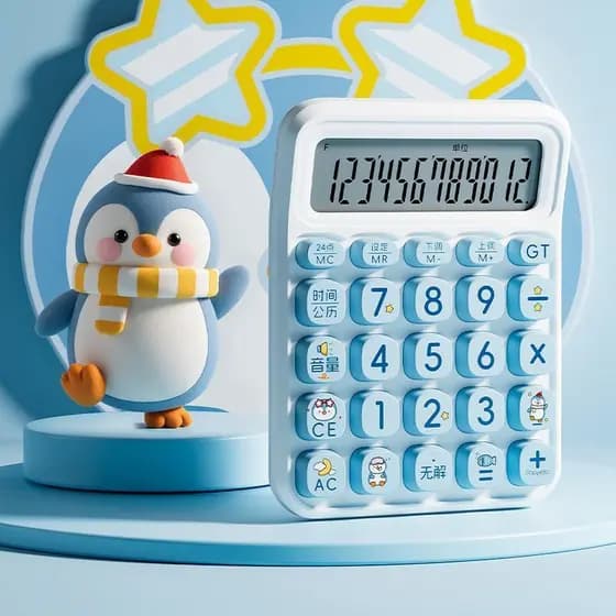 Calculadora de Alto Valor com Design de Pinguim de Desenho Animado, Cores em Degradê e Função de Voz, Calculadora Simple