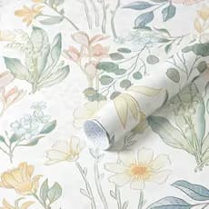 Papel de Parede Floral Heroad, Papel Adesivo Boho Removível, Papel de Parede Botânico com Flores Silvestres, Papel Adesi