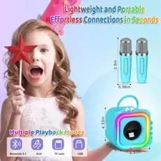 Mini Máquina de Karaokê para Crianças com 2 Microfones Sem Fio - Presente de Brinquedo para Meninos e Meninas de 4 a 12+