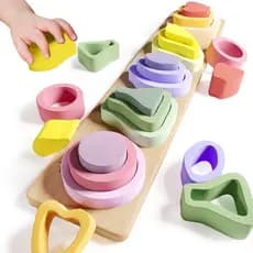 Brinquedos Montessori para Meninos e Meninas de 1, 2 e 3 Anos - Brinquedos de Madeira para Classificação e Empilhamento